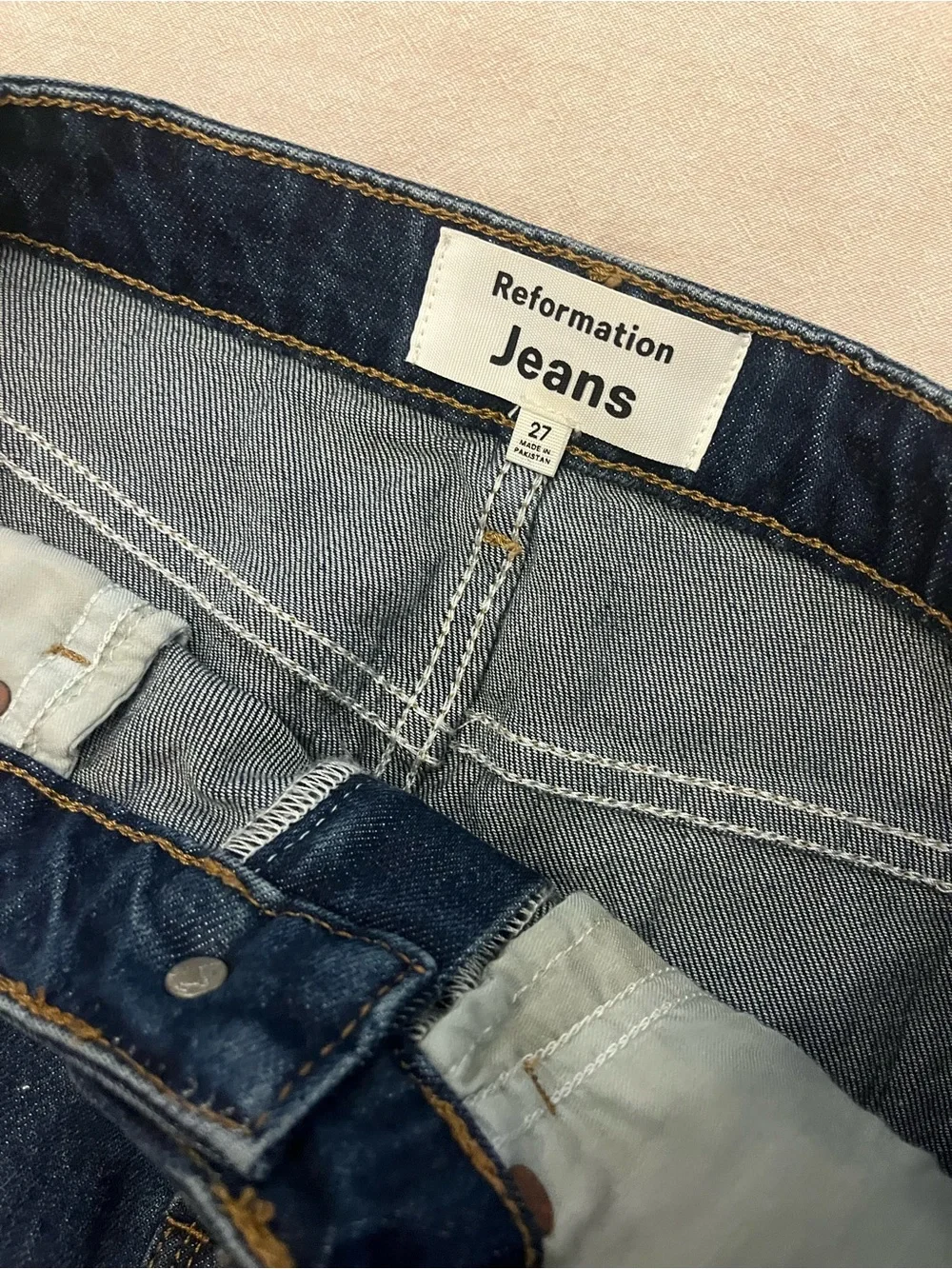 Reformation Dark Indigo Denim A-Line Skirt - Picture 3 of 3